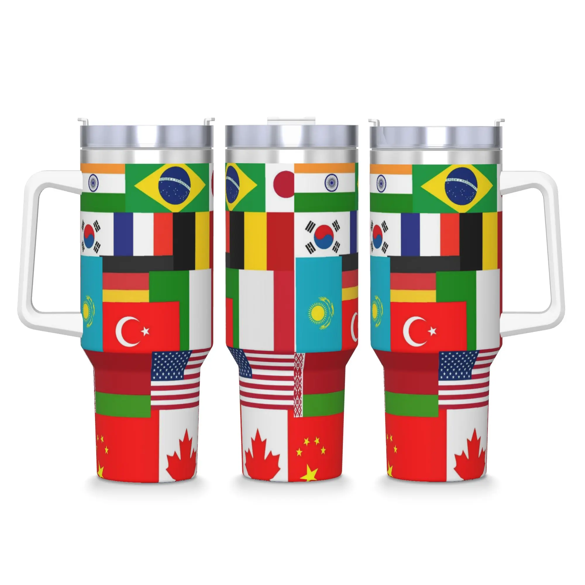 

Стакан из нержавеющей стали с флагами всех стран, автомобильные кружки с соломинкой, дорожная бутылка для холодных напитков, изолированная кофейная кружка на 40 унций
