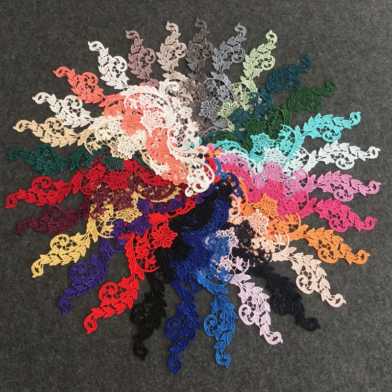 18 Farben, 10 Stück = 5 Paare. Wasserlösliche Spitzenstickerei-Accessoires für Braut- und Abendkleider, Spiegelblumen-Stickerei. – Detail 2