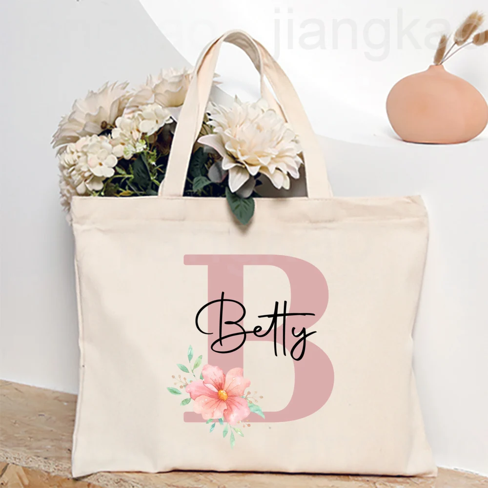 Personalisierte Initiale mit Namen Einkaufstasche Damen Canvas Umhängetaschen Monogramm Einkaufstasche Handtaschen Geburtstag Hochzeitsgeschenke für Sie