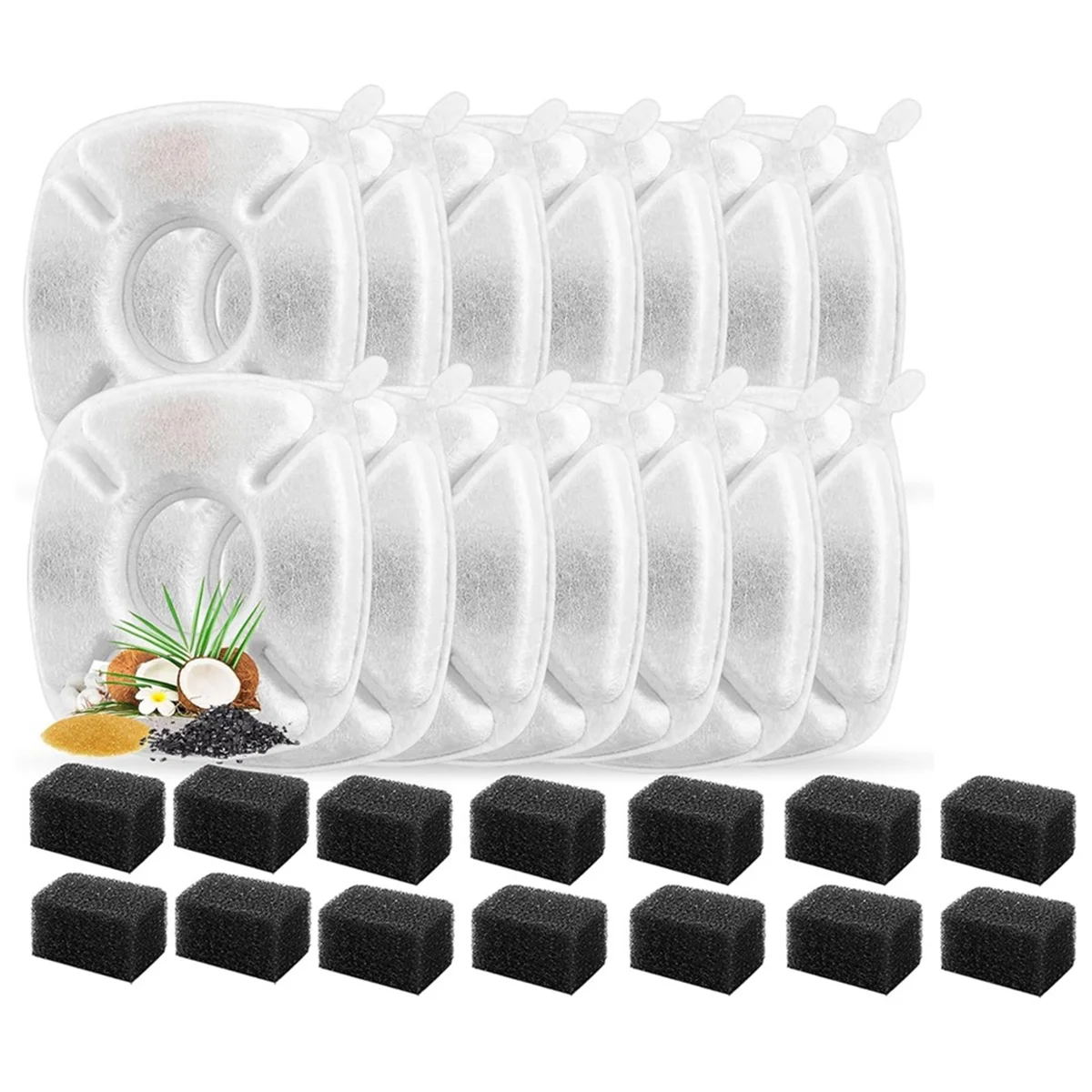 Hot 28Pcs Cat Water Fountain Replacement Filters Water Fountain Filters Pre-Filter Sponges for 95oz/2.8L Cat Pet Fountain