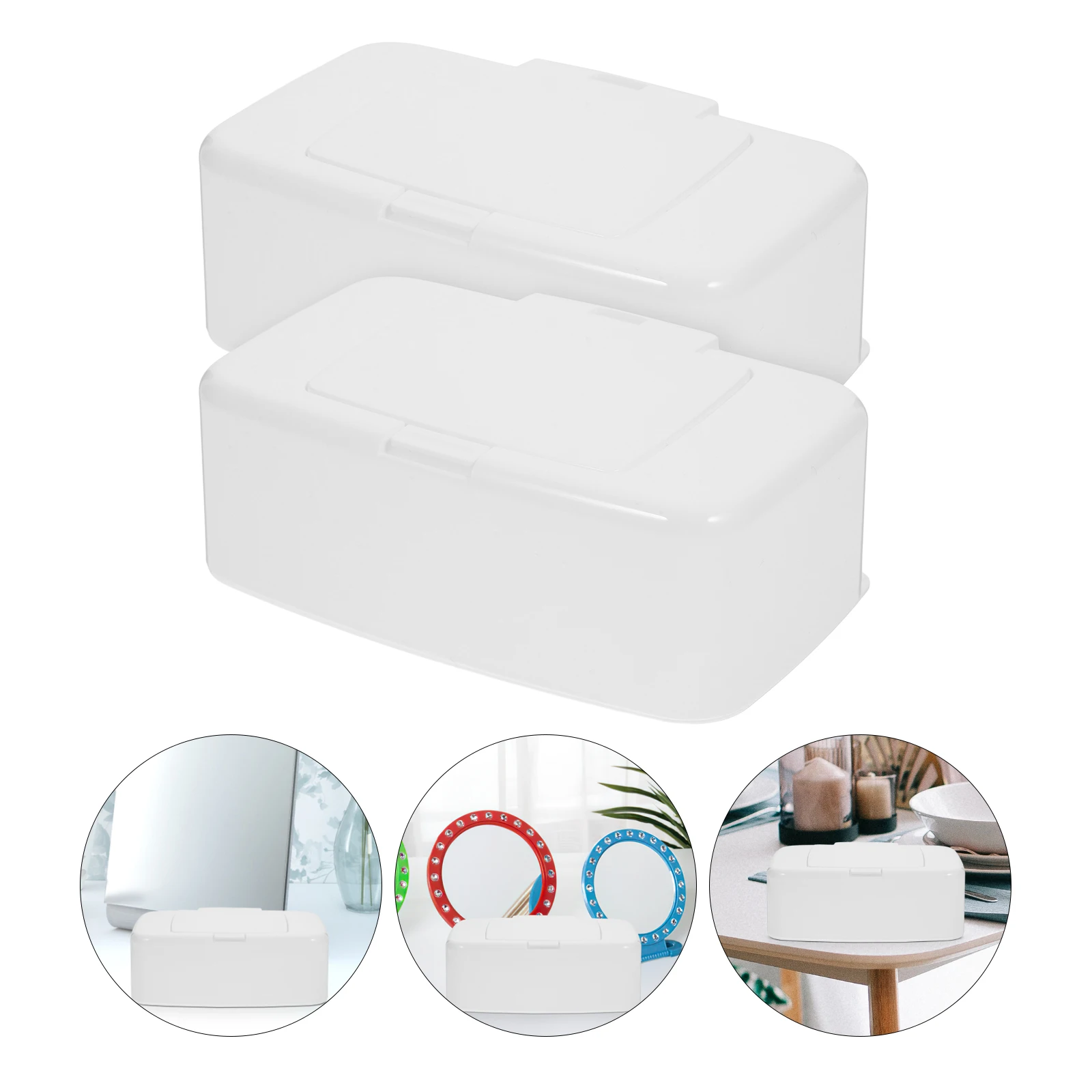 

Portable Wipes Dispenser Button Box Container Refillable Travel Facial Tissue Holder White Lightweight Plastic Healthy