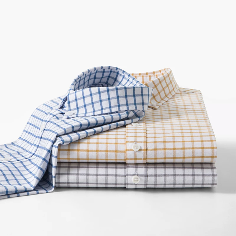 

Hight quality 100%cotton plaid long sleeve shirts for men slim fit casual shirt fashion trend tops soft elegant designer clothes