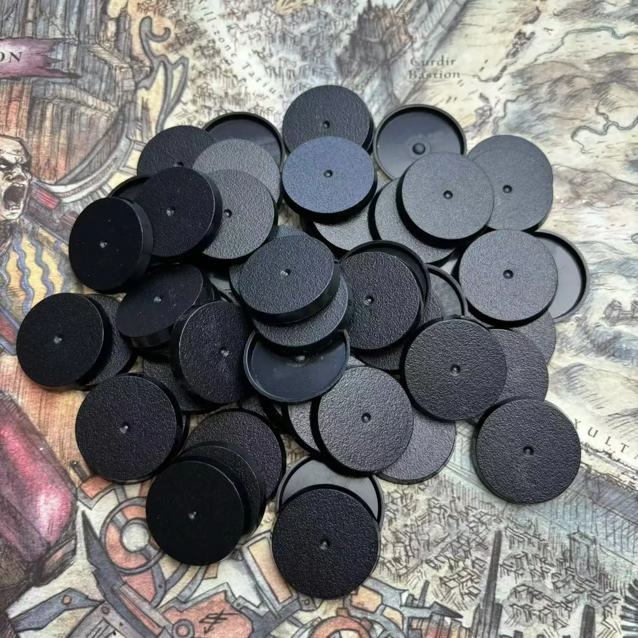 Basias de plástico de 32mm para jogos de mesa, bases de modelo de 100 peças, bases redondas de 32mm