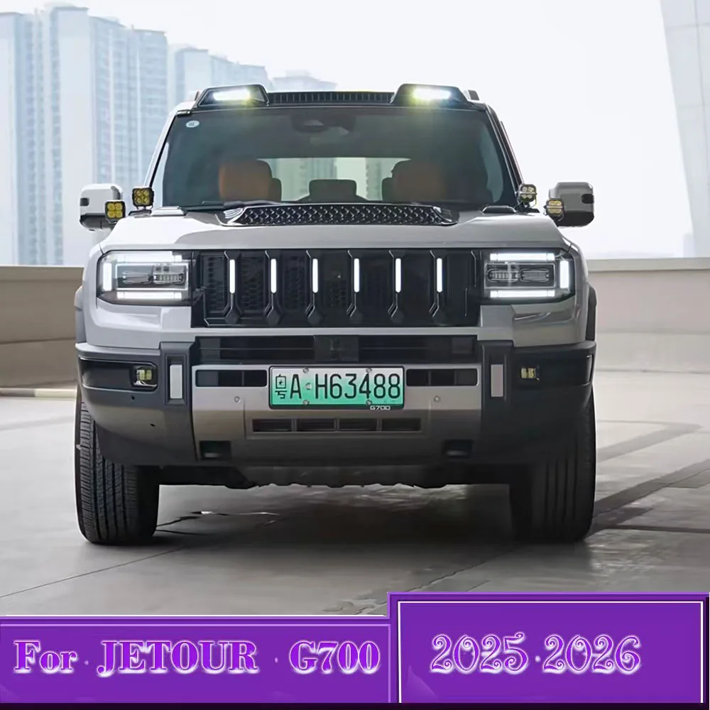 For JETOUR G700 2025 2026 Illuminated Front Grille Compatible  Black Warrior Style Front Bumper Mesh With LED Light
