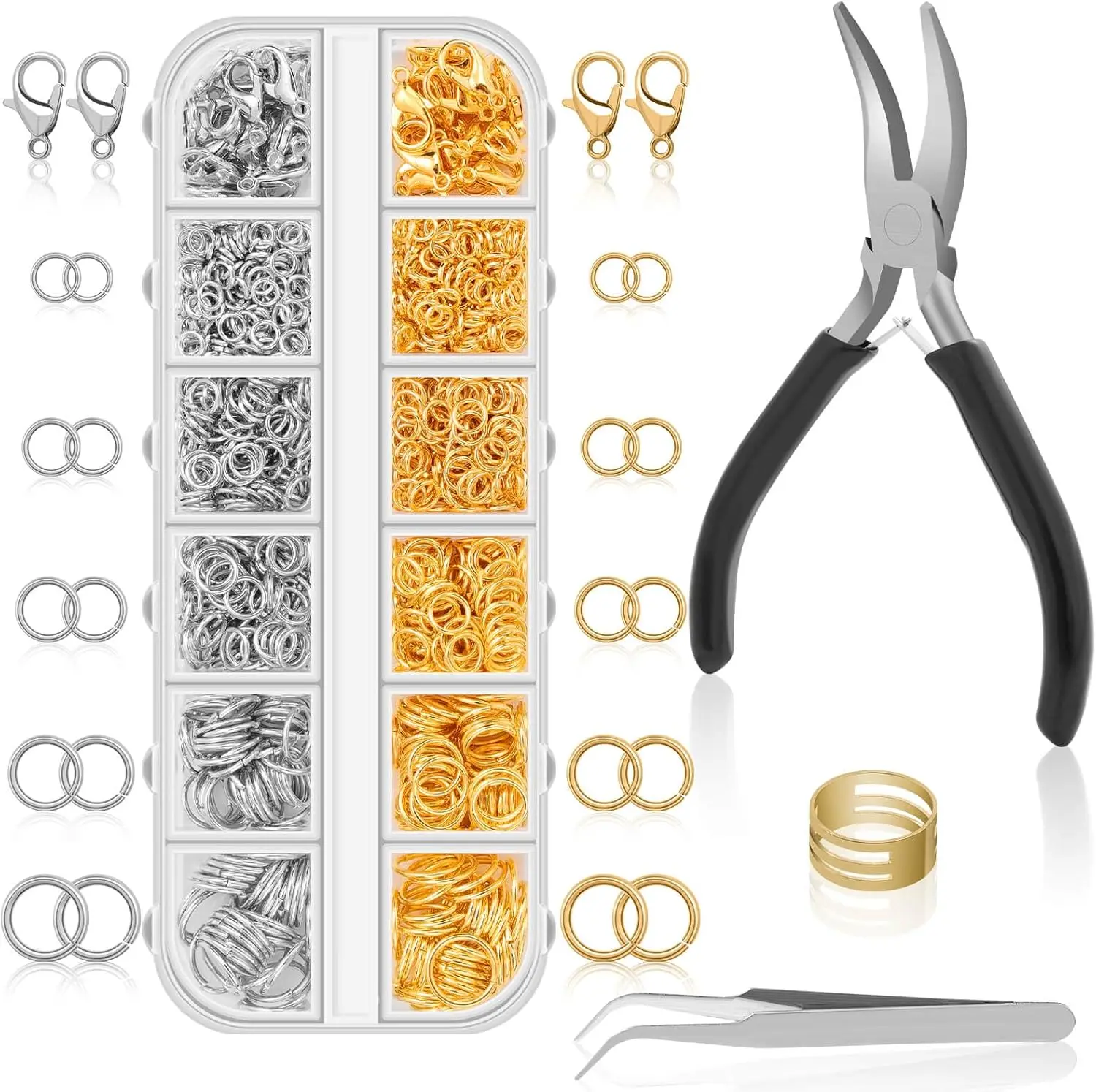 

1200PCS Gold Jump Rings Kit - Small Size Jewelry Making Supplies for Necklace Repair, Modern Style, Non-Foldable