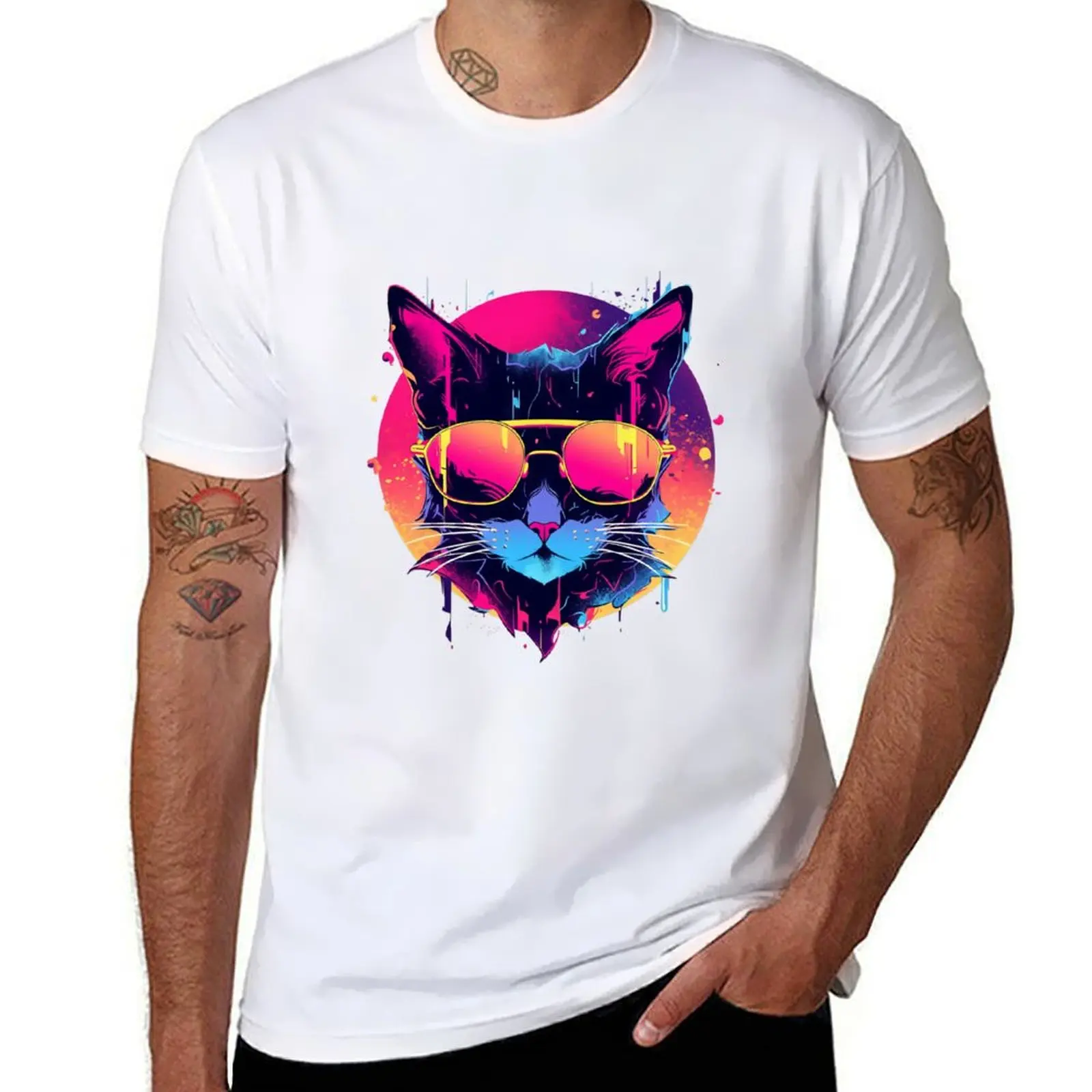 

Vaporwave Cat T-Shirt mens graphic t shirts funny t shirts man cotton t shirts high quality T-shirt