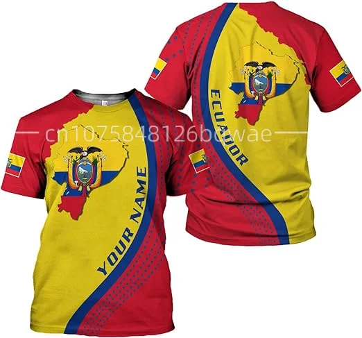 2023 New Custom Name Ecuador Country Flag T-shirts Clothes T shirt Men Women Tees Tops For Soccer Football Fans Gift