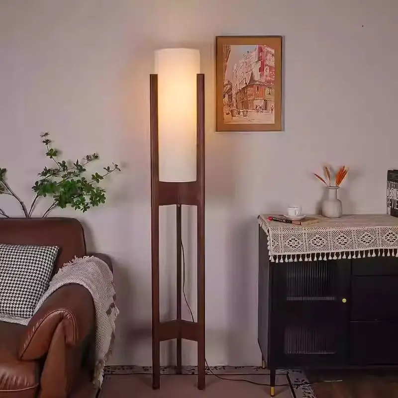 

Retro Zen style solid wood floor lamp, ambient atmosphere lamp, standing lamp for the living room next to the sofa