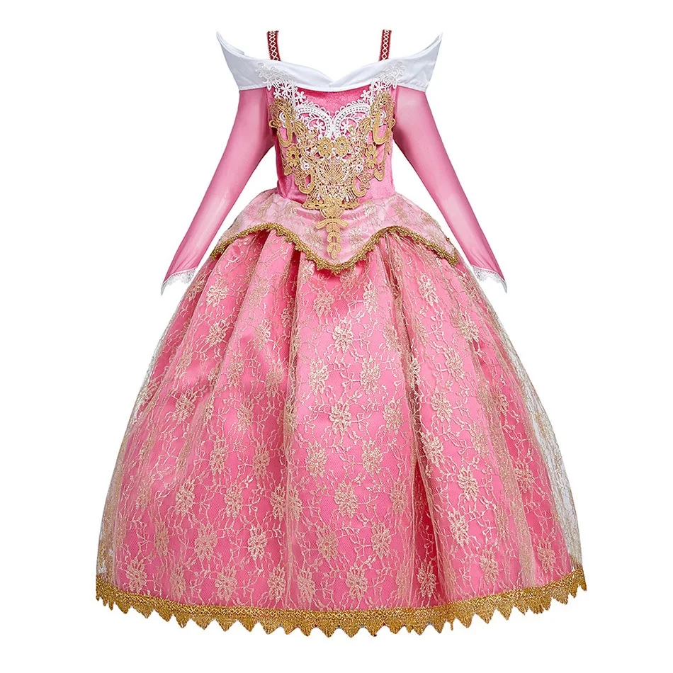 Girl Fancy Deluxe Sleeping Beauty Halloween Princess Costume Party Aurora Dress Up Kids Red Layered Christmas Pageant Ball Gown