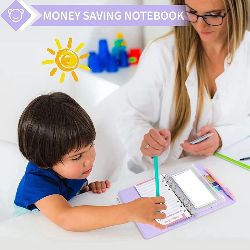 2 classeurs de budget A6 avec enveloppes à fermeture éclair, livre de planificateur budgétaire, organisateur d'économie d'argent, enveloppes d'argent violettes