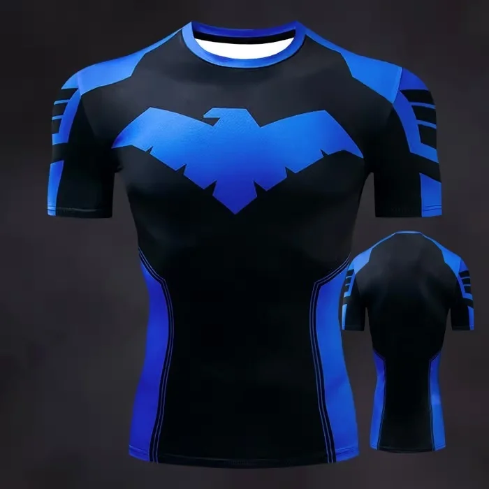 بدلة ممارسة اللياقة البدنية الصيفية COS Marvel Nightwing Captain America Super Hero ثلاثية الأبعاد للبالغين والأطفال ملابس الوالدين والأطفال #2