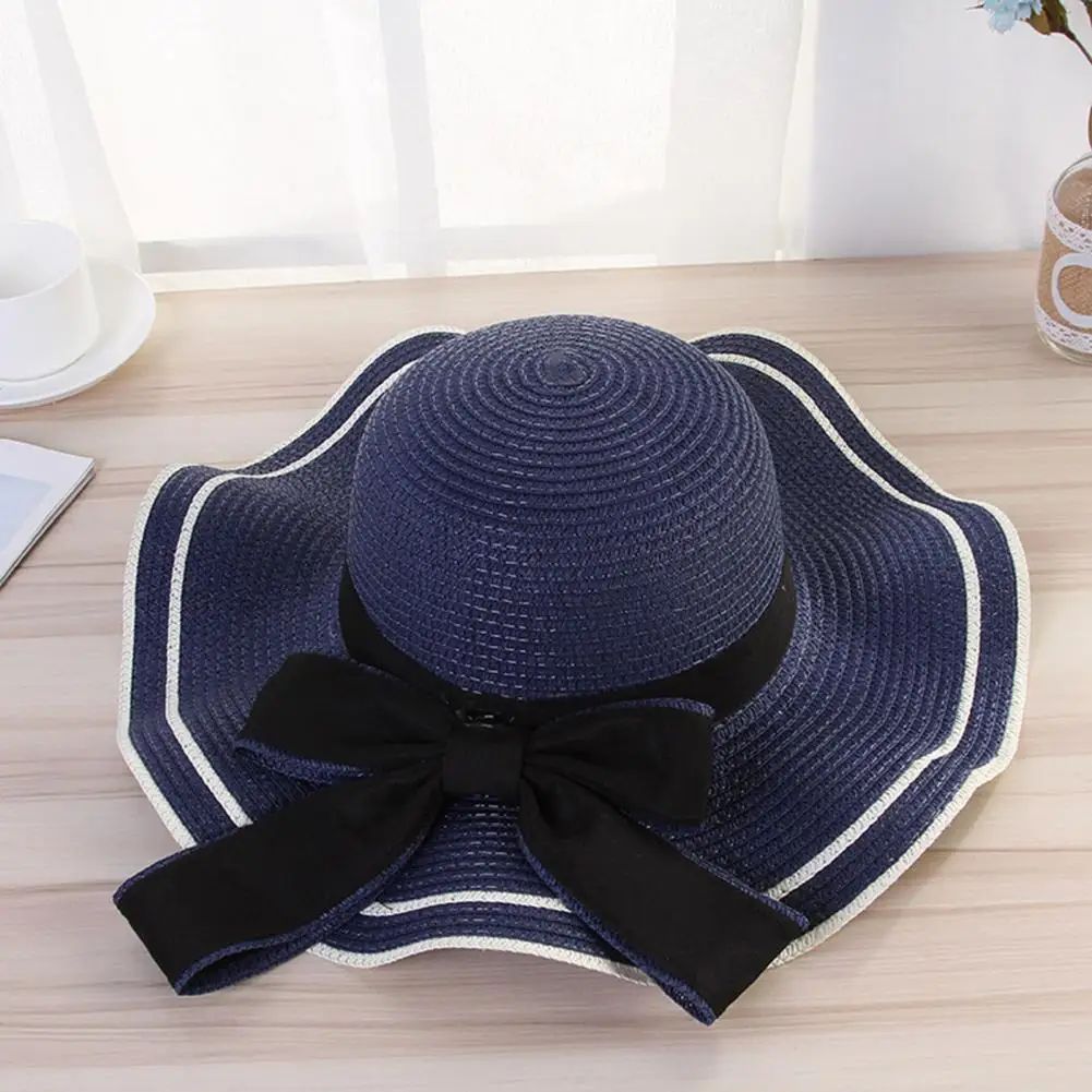 Casual Women Hat Pure Color Sun Resistant  Straw Hat Solid Color Beach Hat   for Daily Wear  Sun Hat