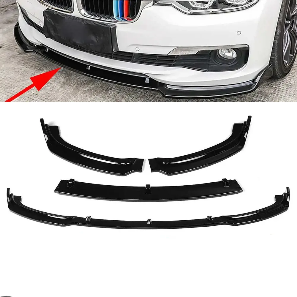 front shovel three-section glossy black front lip for 2012-2017 BMW 3 Series F3 F35