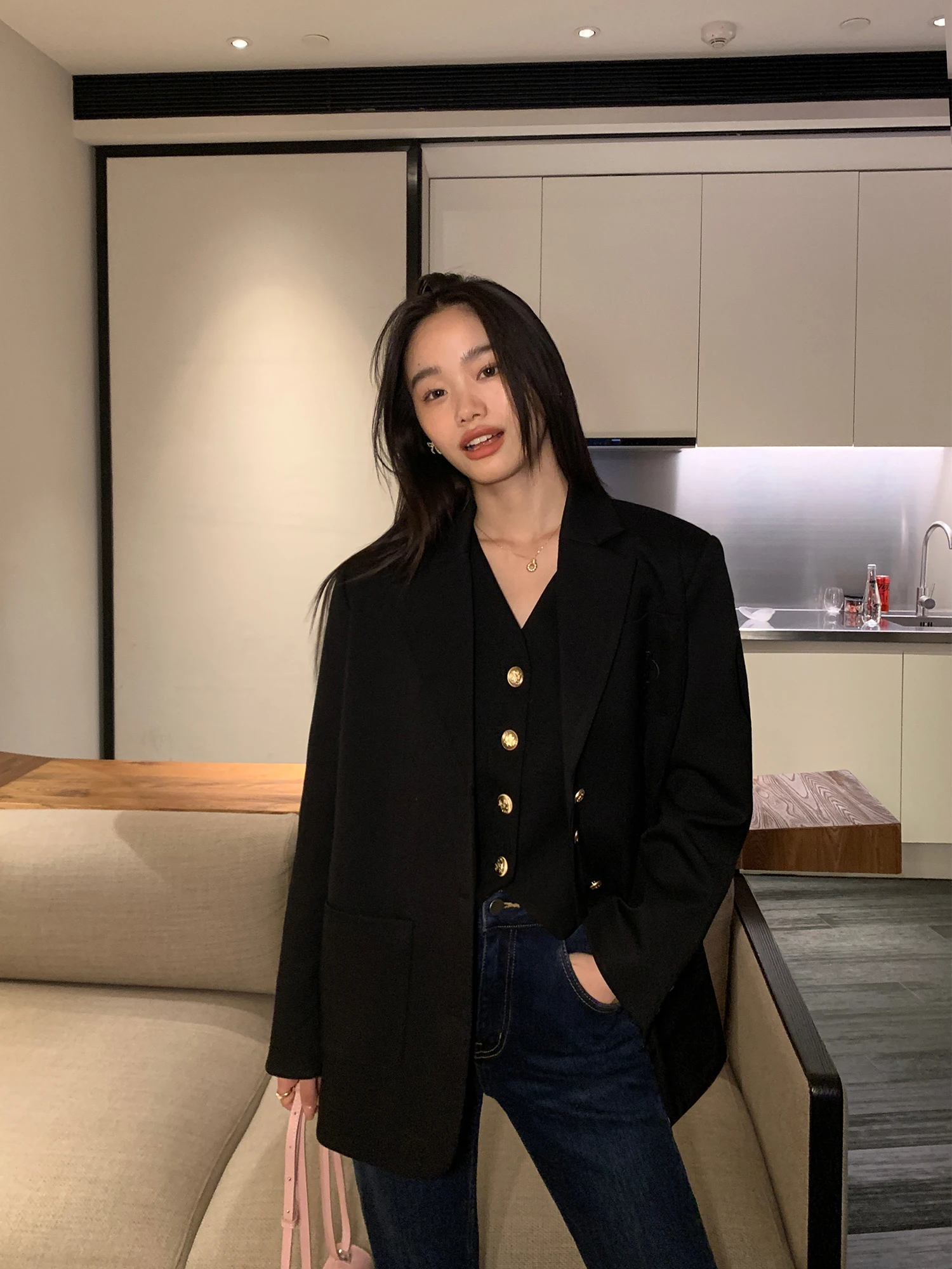 

Женский костюм Jaet с вышивкой Ele Design Sense, комплект из двух предметов Pusumede Long Sve, официальная одежда, свободный крой