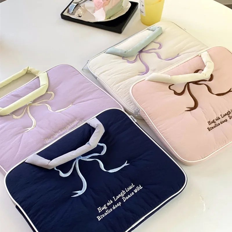 Fashion Bow Printing Nylon Laptop Bag 13 14 15 inch Laptop Sleeve 10 11 9.7 inch Tablet Bag Laptop Pouch Tablet Protective Case