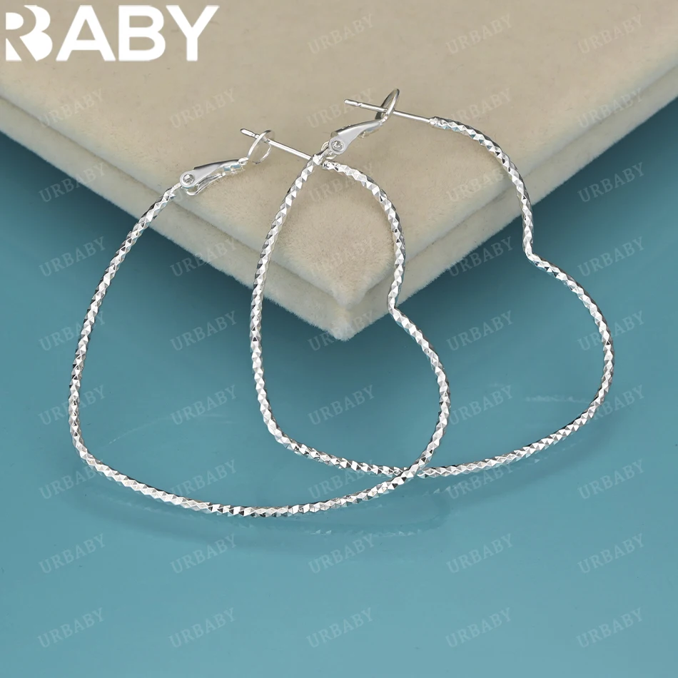 

URBABY стерлингового серебра 925 пробы 45 мм серьги-кольца в форме сердца для женщин, свадебные, помолвочные, вечерние, модные, очаровательные ювелирные изделия, подарок