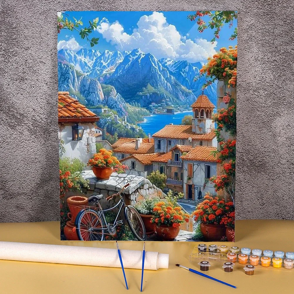 

123582 Package Paint By Number Kit For Adults Kids Arts Craft Home Wall Decor Landscape Picture With Number Drawing Gift
