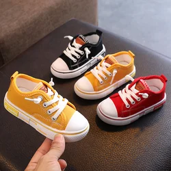 2023 Spring New Kids Canvas Shoes Solid Red Light School Casual Shoes Girls Non-slip Fashion Children Unisex Sneakers