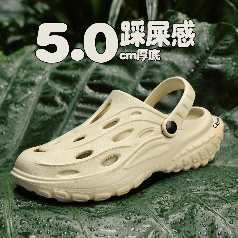 

Summer Men's Classics Slip-on Slippers Men's EVA Waterproof Shoes for Men Fashion Outdoor Hollow Sandals Man Casual Beach Slides
