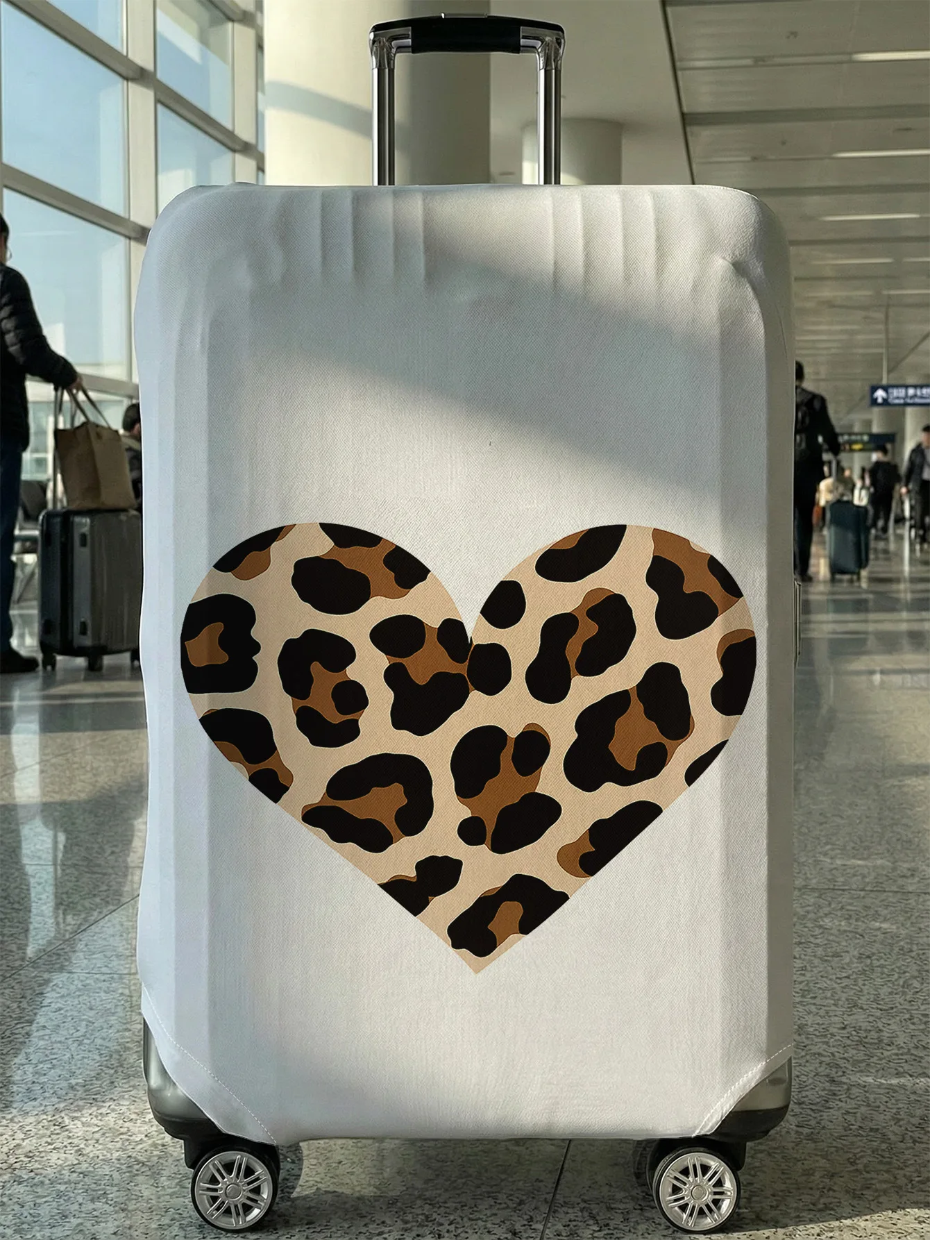 

Чехол для багажа с леопардовым принтом в виде сердца, подходит для чемоданов 18-32 дюймов, чехол на ручку чемодана, дорожные аксессуары