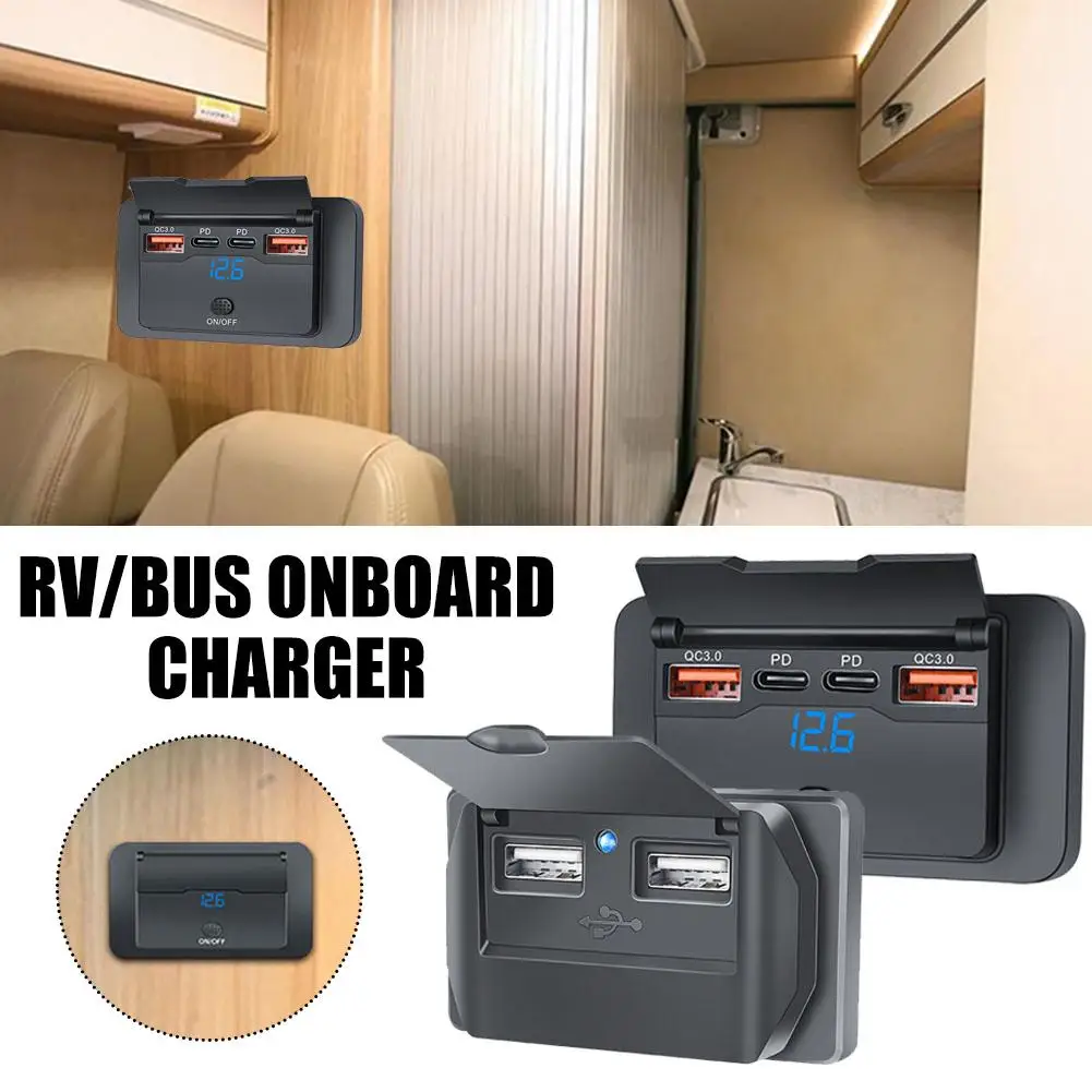 

12 В 24 В USB-розетка Автомобильный зарядный порт Двойная розетка PD USB C Настенное крепление Аксессуары для автомобиля Лодка Морские кемперы RV Грузовик Гольф Тележка
