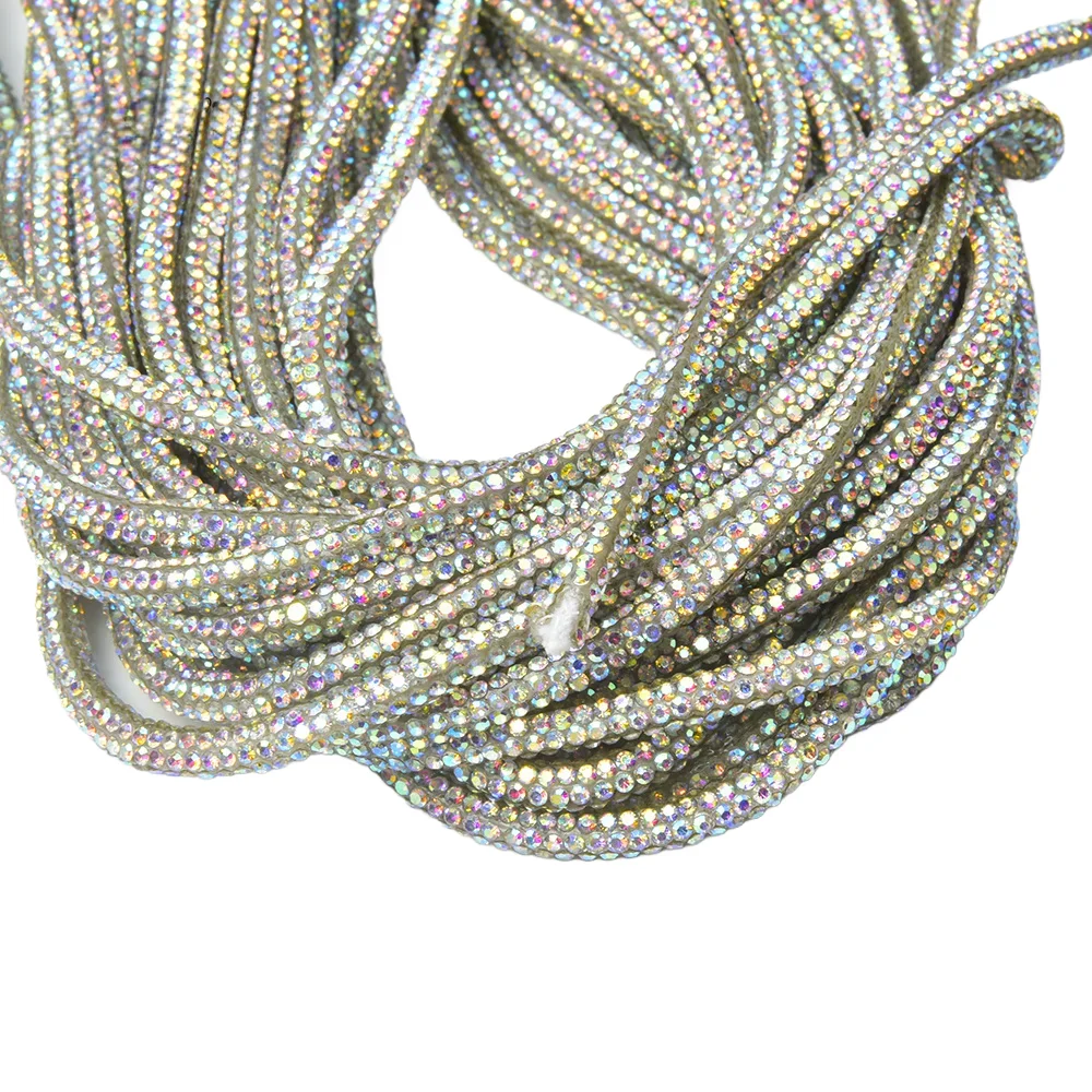 

5/10Yard Rhinestone Rope Glitter 4mm Crystal Tube Cord Trimming DIY Jewelry Bracelet Necklace Shoelaces Bag Strap Material Decor