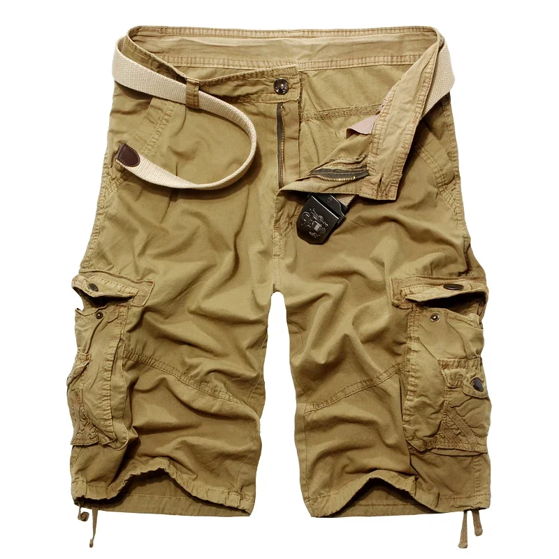 Man Summer Tooling Male Casual Shorts Male Multi-pocket Knee-length Shorts Capris Beach Breeched Shorts