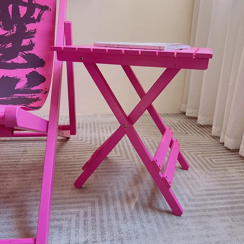 Foldable Solid Wood Side Table Dopamine Color Dining DeskPortable Outdoor Balcony TableCompact Space-Saving Furniture for Small