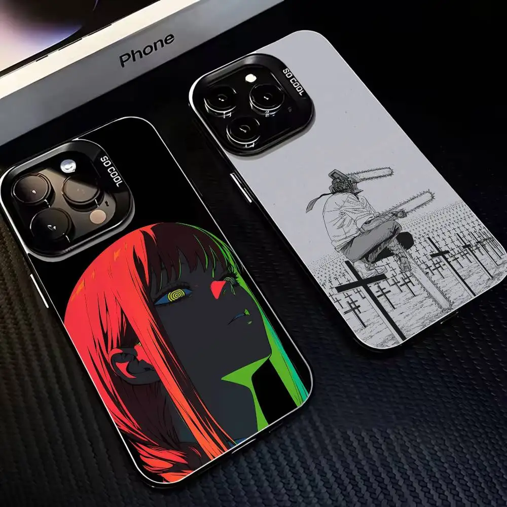 

C-ChainsawS Man Makima Phone Case For iPhone 16,15,14,13,12,11,Mini,Pro,MAX Black Matte Shockproof Cover