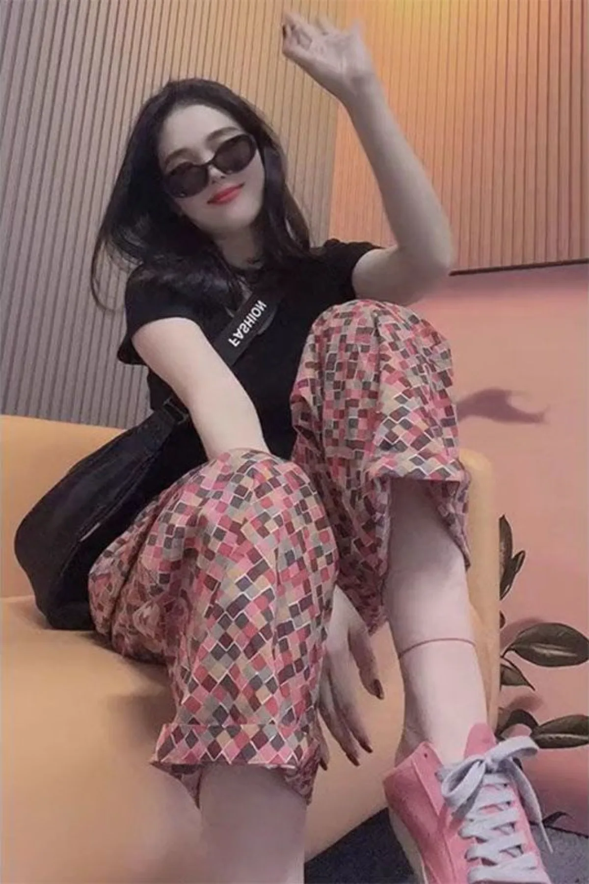 

Retro floral casual straight leg pants for children's summer new thin, loose, slimming fashion sports pants