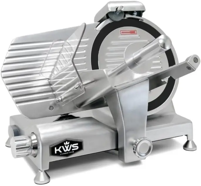 320W 10-Inch Meat Slicer Anodized Aluminum Base with Teflon Blade + Blade Removal Tool