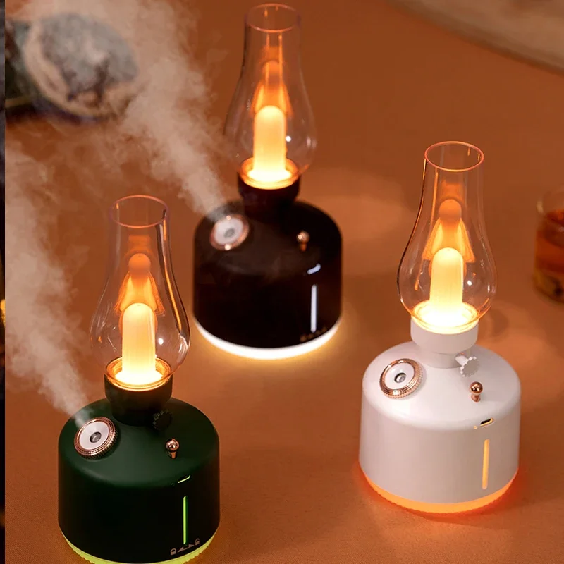 Humidificador de aire con lámpara Retro, difusor de Aroma inalámbrico, recargable por USB, luces de 7 colores, vapor fresco para regalo de Navidad