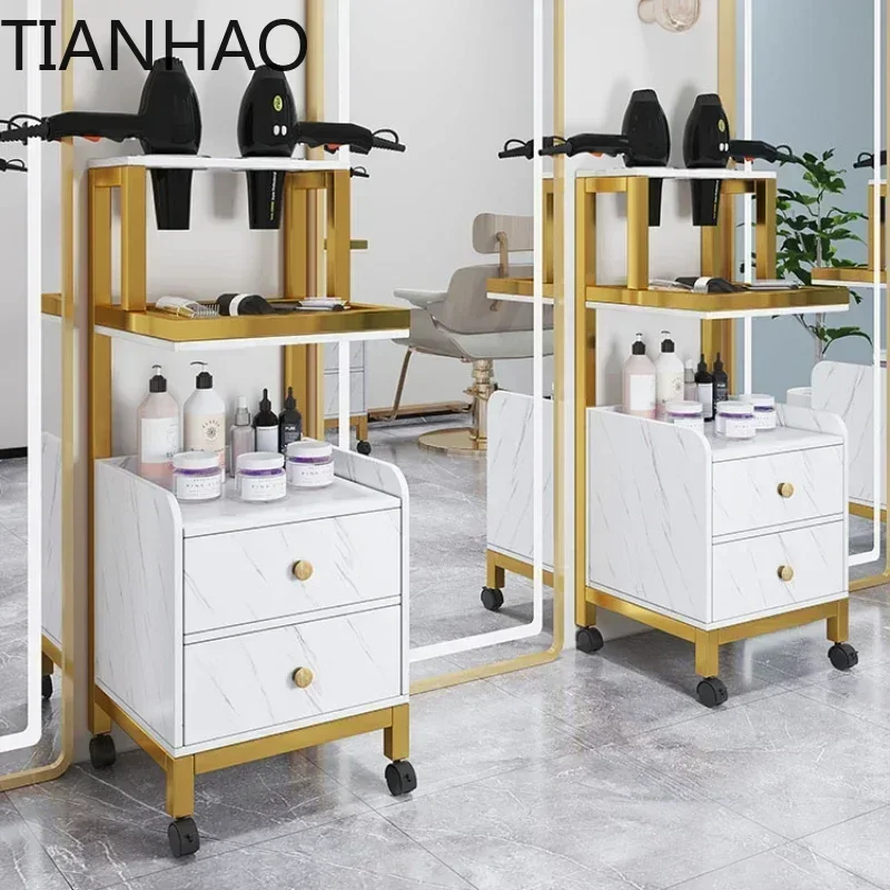 Stylist Salon Trolly Metal Cabinet Utility Cart Salon Trolly Wheels Commercial Hair Wagen Mit Rollen Beauty Gold Beauty