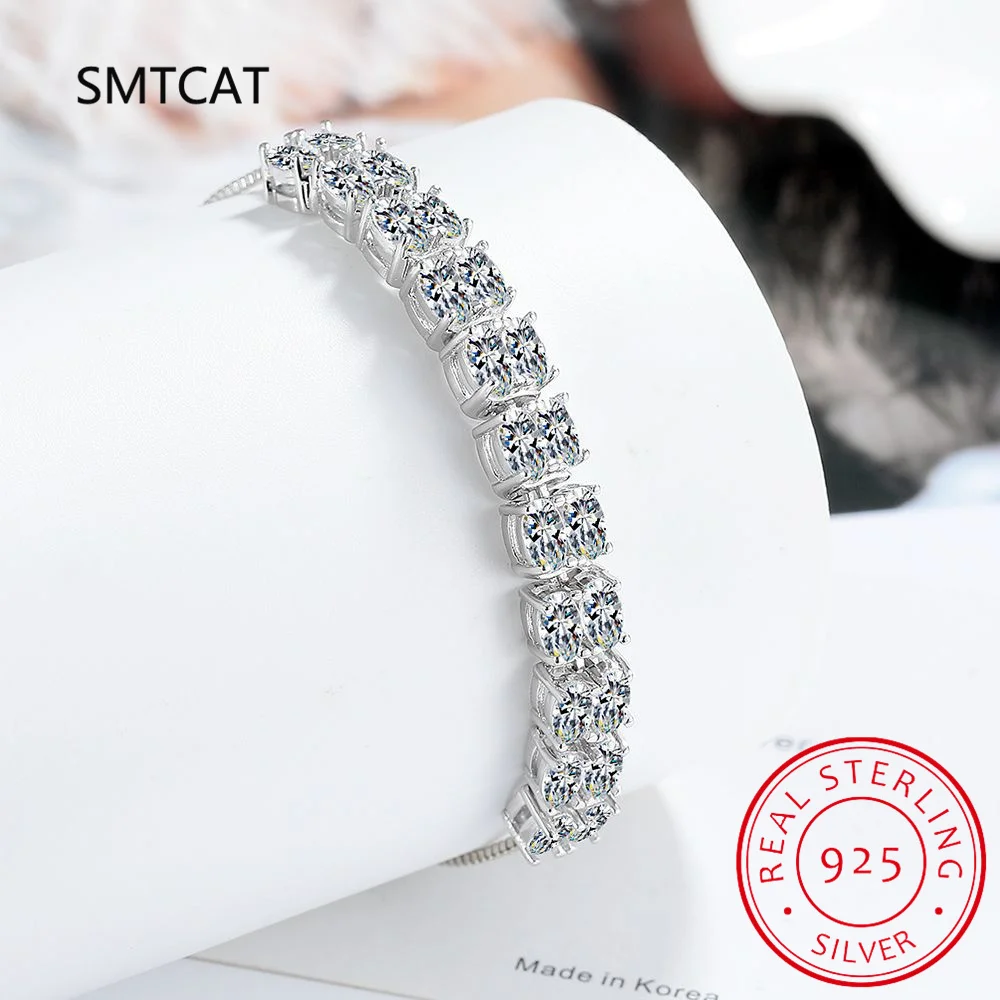 S925 Sterling Silver Oval Moissanite Tennis Bracelet Simulated D VVS1 Lab Diamond For Women Sparkling Wedding Party Fine Jewelry