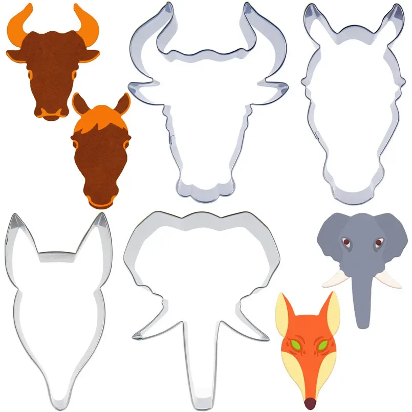 

Halloween 4pcs Cartoon Animal Cattle,Horse,Fox,Elephant,Cookie Cutter stainless steel Baking Mold,Cakes Decorating Fudge Tools