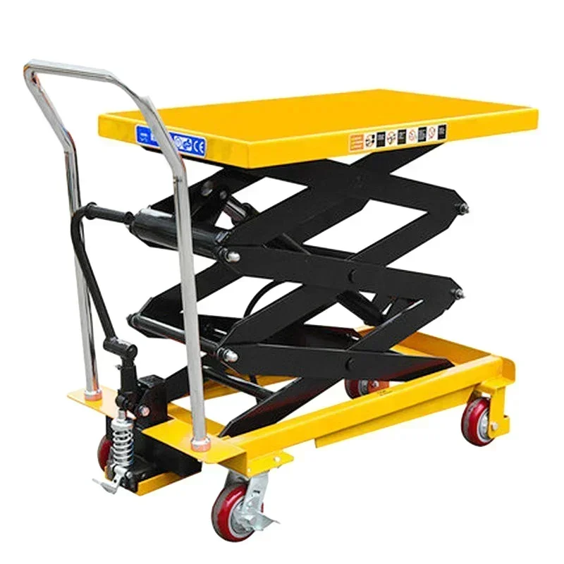 Small Mini Movable Lift Scissor Platform 2m 500kg 1000kg Hydraulic  Hand Manual  Table