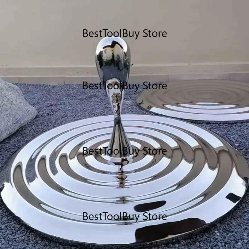 Modern Art Stainless Steel Water Drop Sculpture Garden Art Metal Fountain Statue