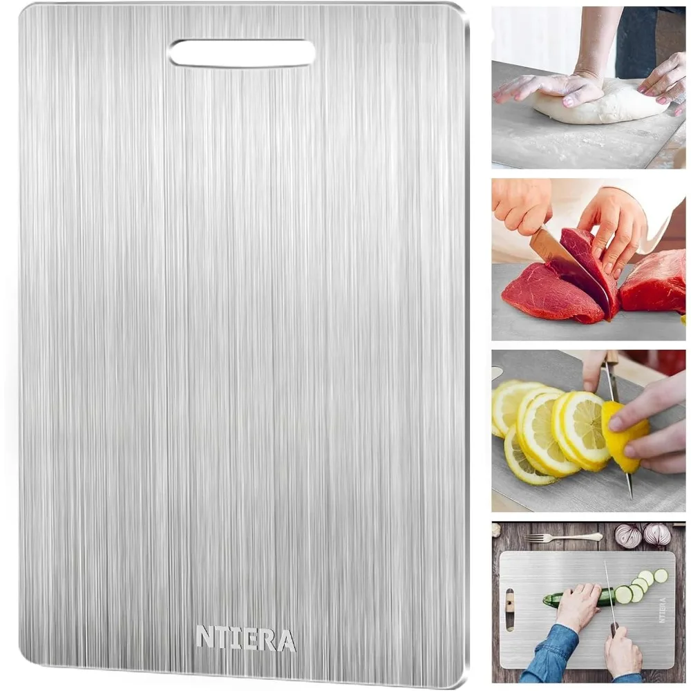 

New Titanium Cutting Board - Stainless Steel Cutting Boards for kitchen,Double-Sided Food Grade Non Toxic Cutting Board,Chopping