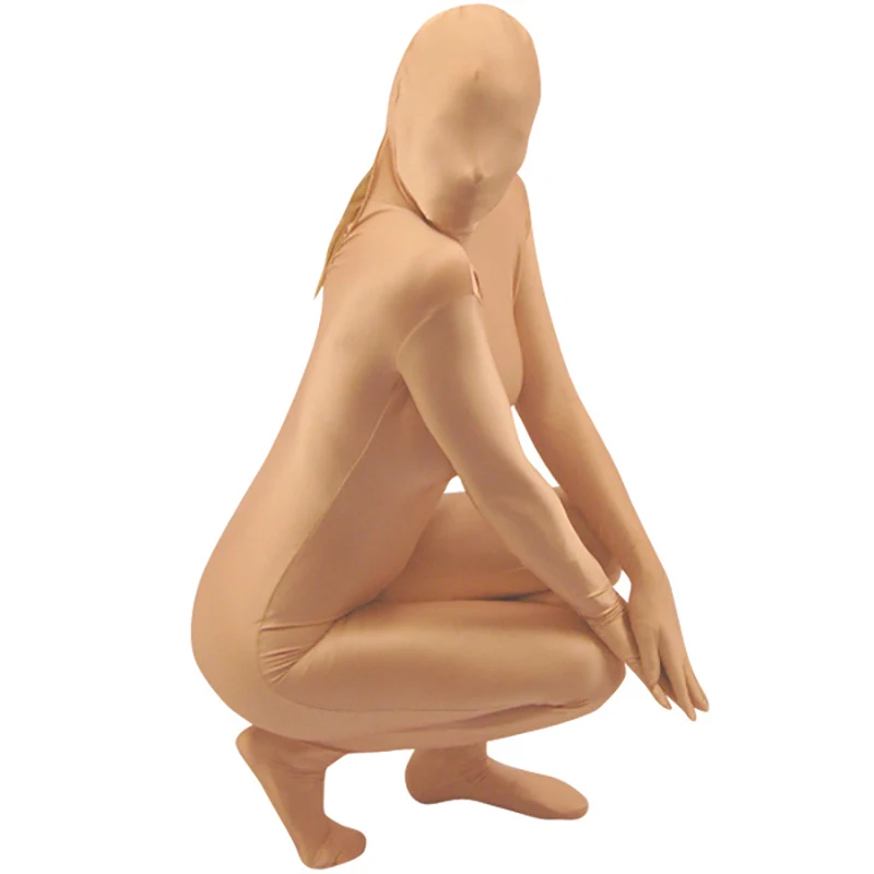 Zentai de chair imbibé pour adultes, collants seconde peau, costume de batterie complet, trou de queue de cheval, Halloween Cosplay Costumes