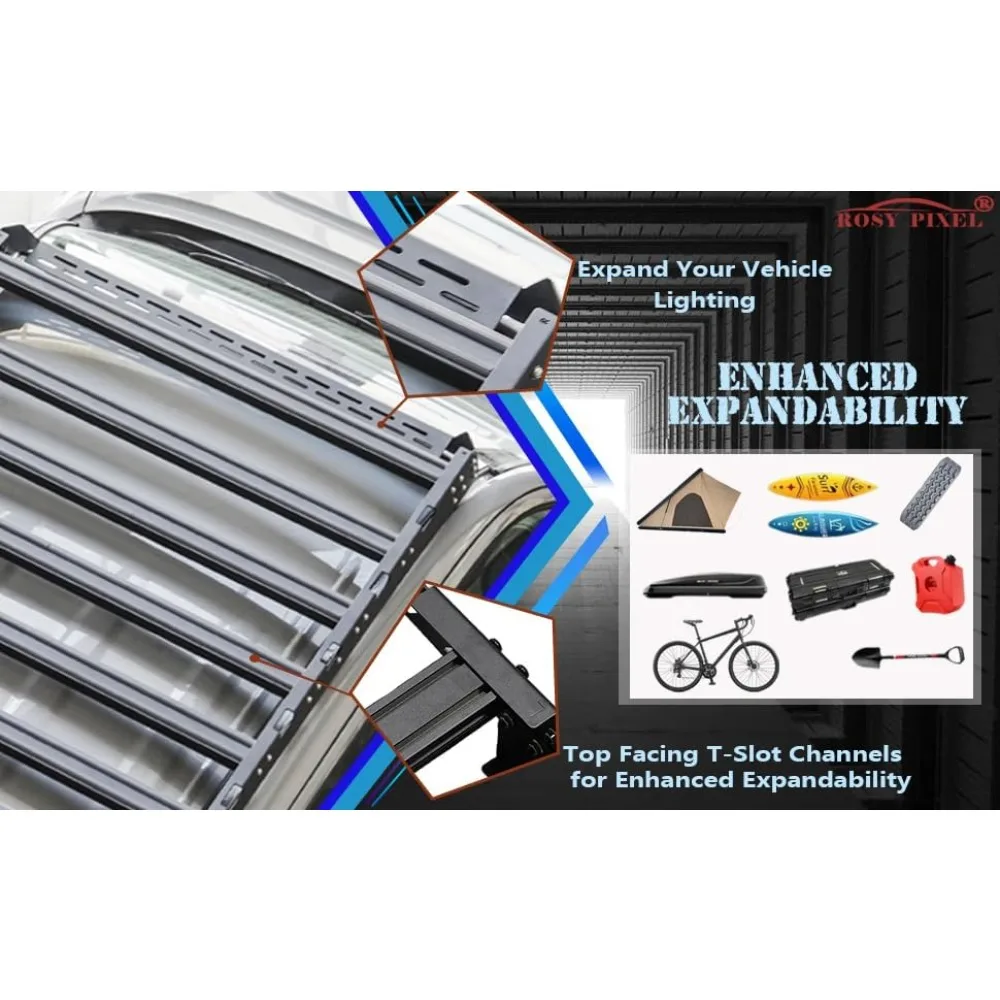 سلة البضائع لـ 2005-2023 تويوتا تاكوما كابينة مزدوجة 4dr حامل سقفي سلة قضبان متقاطعة #3