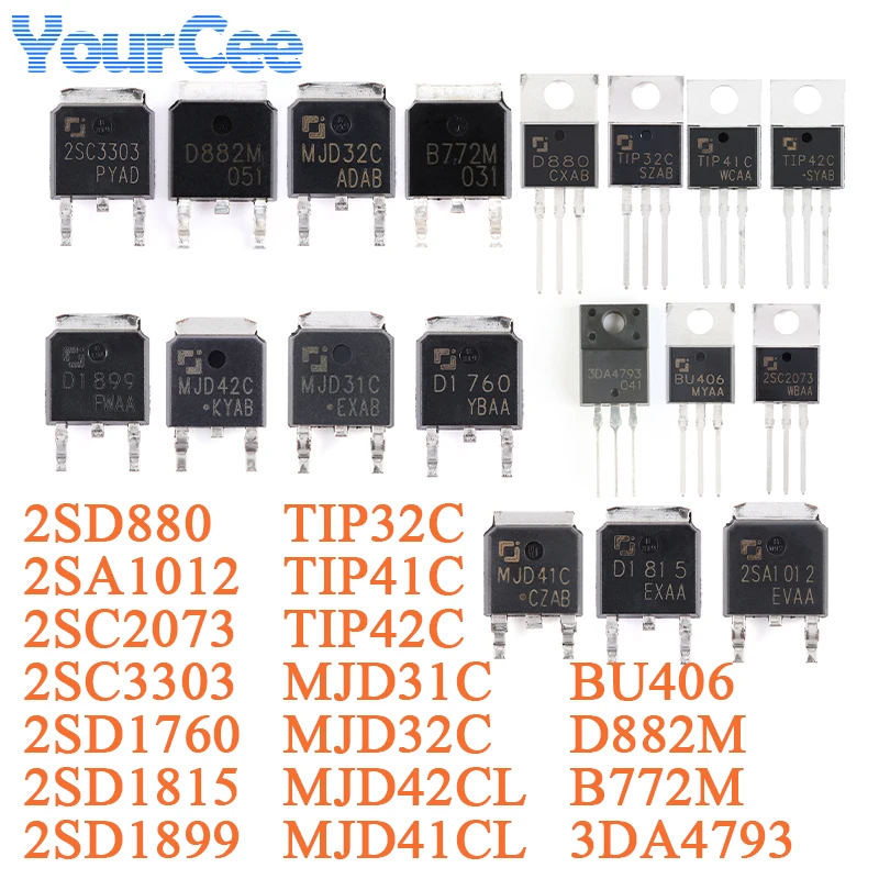 20pcs B772M D882M TO-252-2 30V/3A SMD Transistor IC 3DA4793 2SA1012 2SC2073 2SC3303 2SD1760 2SD1815 2SD1899 2SD880 BU406 MJD31C