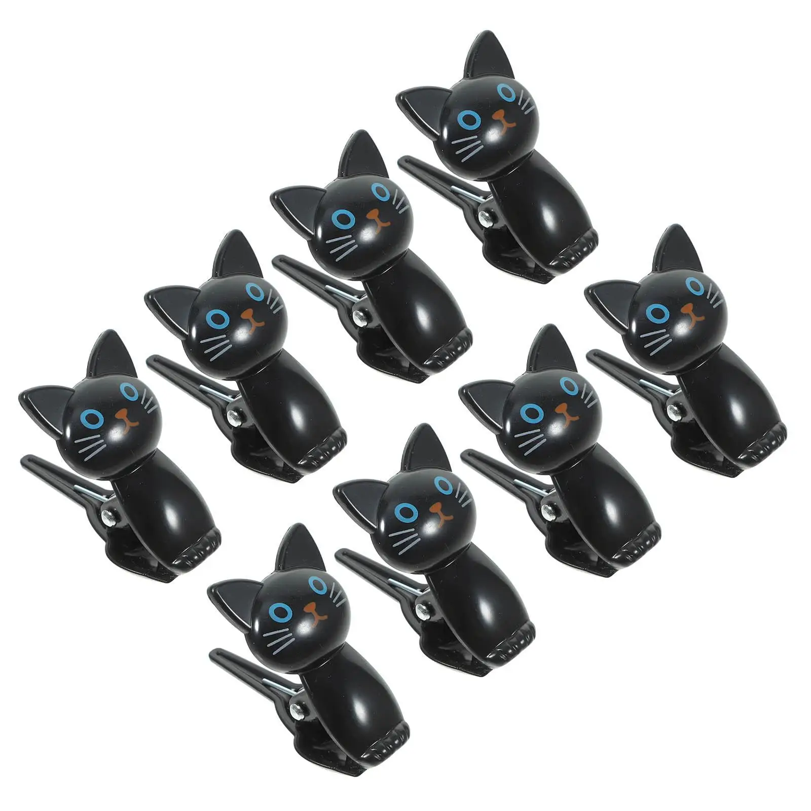 8 Pcs Chips Clips for Food Packaging Cute Cat Snack Reusable Bag Potato Bags Black Small