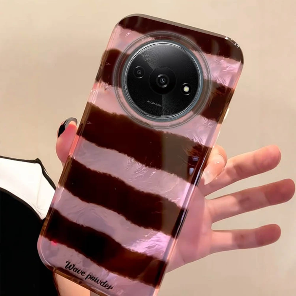 

Pink Purple Stripe Girls Phone Case For Xiaomi Redmi 15C 14C 13C Note 15 14 13 12 11 10 9 8 Pro A3 A2 A1 Women Funda Cover Coque