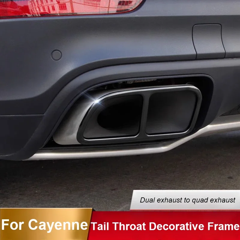 

Car Tail Throat Pipe Modified Cover Trim Four Outlet Square Exhaust Pipe Tailpipe Decorative Frame For Porsche Cayenne 2018-2023