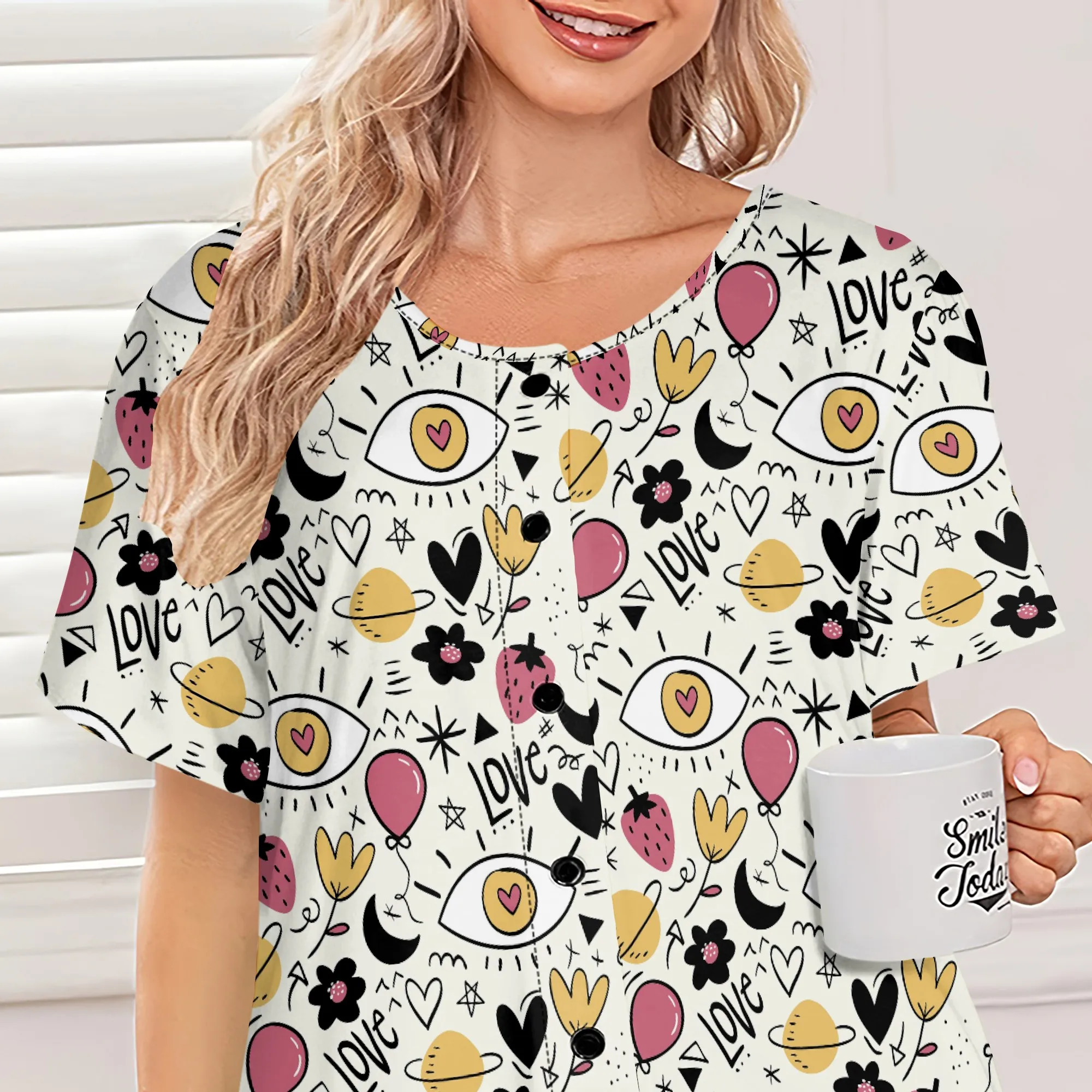 Women's Summer Dress Holiday Print Round Neck Button Loose Breathable Midi Skirt for Wedding Guests Resort Vacation Ball