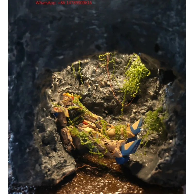 Gundam fish tank cave scene decorative ornament 2.0 hand-painted old war damage element group assembly model