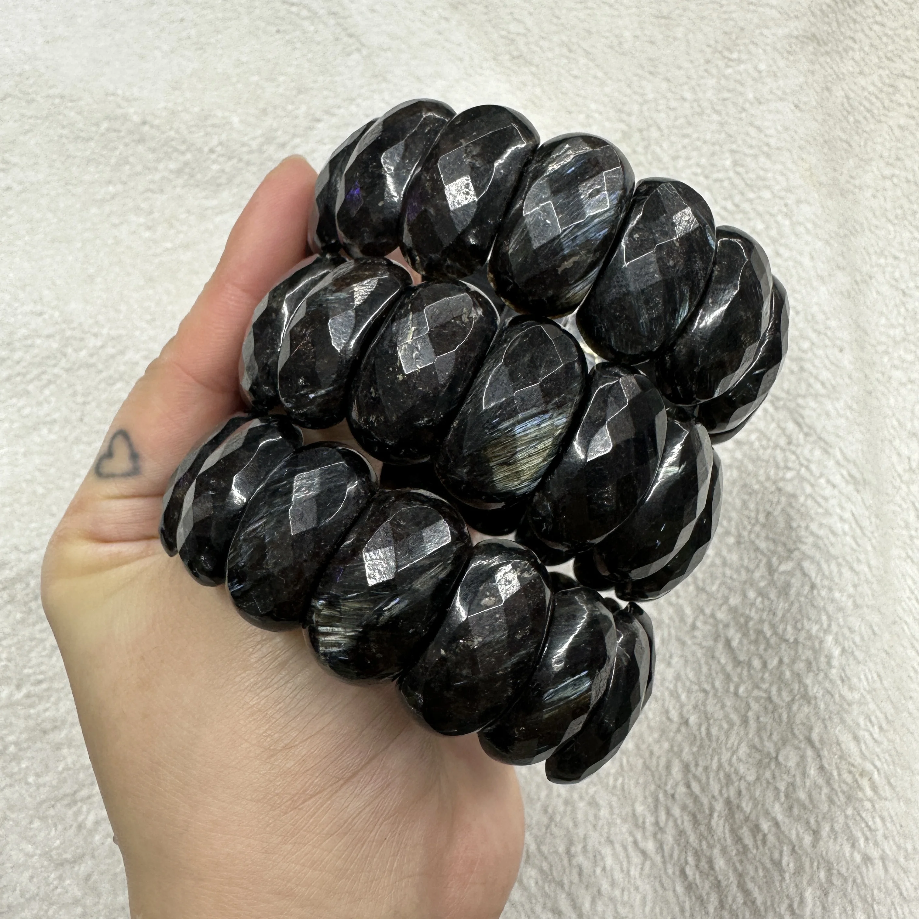 New Astrophyllite Hornblende Arfvedsonite Stone Beads about 12*25mm Bracelet Natural Gemstone Jewelry Bangle For Gift Wholesale