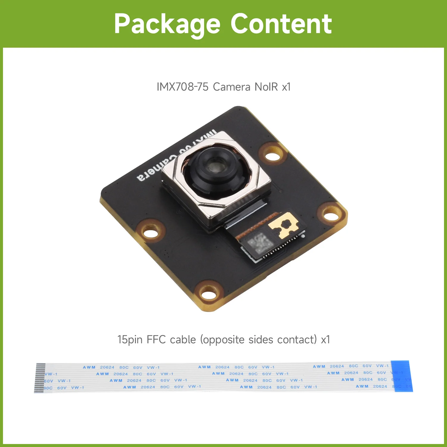 وحدة كاميرا Waveshare IMX708 بدقة 12 ميجابكسل عالية الدقة، تدعم نطاق ديناميكي عالي، وخيارات لوظيفة FOV والرؤية الليلية