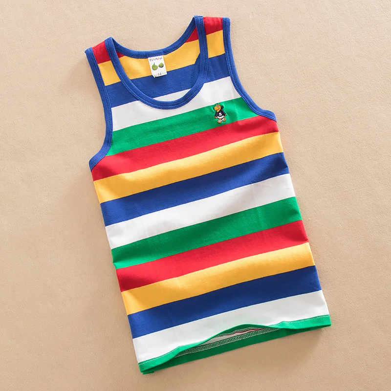 

Summer Boys T Shirt Cotton Children Tops Teenage Clothes Sleeveless Vest Girl Tops Tees Camisole Baby Undershirt Beach 3-14 Year