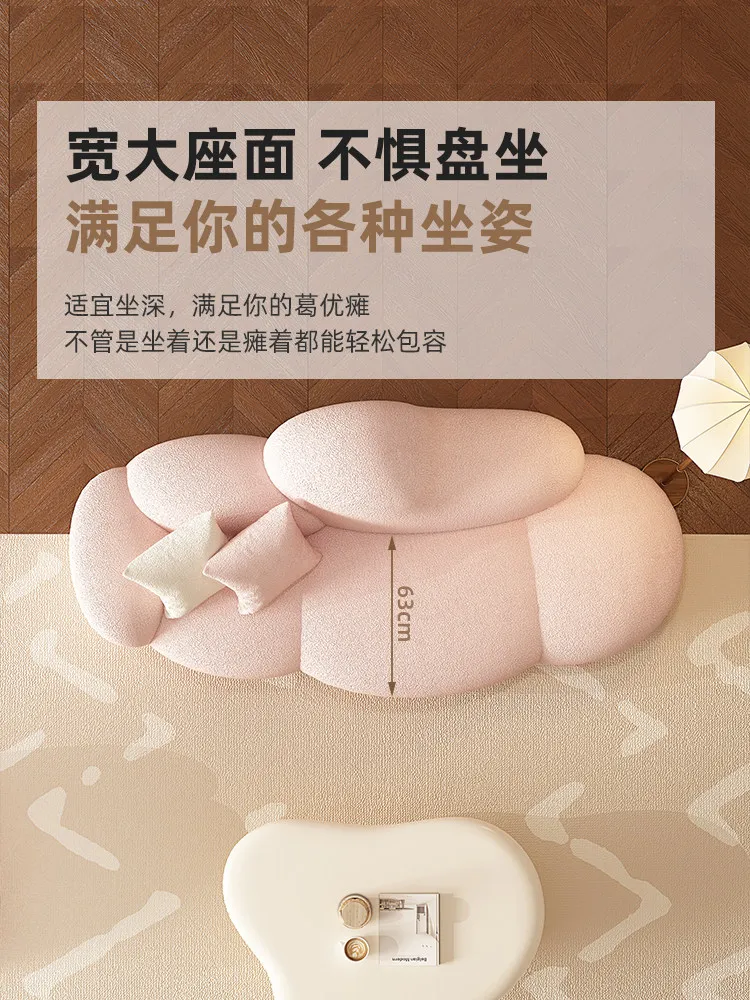 Cream wind cloud sofa bedroom living room clothing store small apartment cute double pink cat scratch fabric small sofa